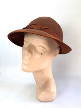 Load image into Gallery viewer, Original 1930's Rust Felt Hat with Grosgrain Bow Trim - Phantom - The Personality Hat *