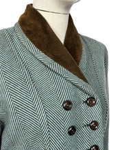 Load image into Gallery viewer, Original 1940's CC41 Brown and Blue Herringbone Wool Double Breasted Coat - Bust 36