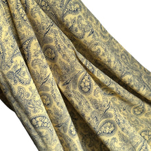 Load image into Gallery viewer, Original 1930's 1940's Yellow and Navy Blue Paisley Pure Silk Dressmaking Fabric - 35" x 100" *