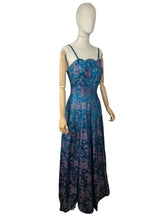 Load image into Gallery viewer, Stunning Original 1950's Sidney Smith Evening Dress in Blue, Pink and Green - Bust 36 *