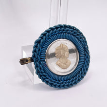 Load image into Gallery viewer, Original 1940's Blue and White Wartime Make Do and Mend Wire Brooch with Cameo Button Middle *