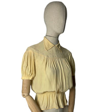 Load image into Gallery viewer, Original 1930's 1940’s Buttermilk Crepe Embroidered Button Back Blouse - As Is - Bust 34