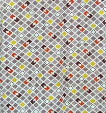 Load image into Gallery viewer, Original 1930's Brown, Mustard, Rust and White Geometric Print Cotton Apron - Great Chore Dress - Would Make A Great Summer Dress - Bust 34 35 *