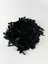 Load image into Gallery viewer, Original 1950's Black Hat Covered with Black Fabric Flowers