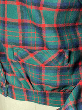 Load image into Gallery viewer, Original 1950's Bobbie Brooks Green, Red, Blue and Black Plaid Cropped Jacket with Pockets - Bust 36 38