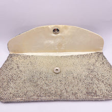Load image into Gallery viewer, Original 1950's Evening Clutch Bag and Coin Purse Featuring Seed Beads in Shades of Silver *
