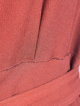 Load image into Gallery viewer, Original 1930's Burnt Orange Crepe Belted Day Dress with Cutout Detail - Bust 34 35 36