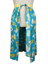 Load image into Gallery viewer, Original 1950's Novelty Print Cotton Apron with Sewing Theme in Blue, Yellow and Green - Waist 38 40