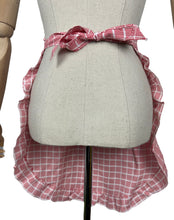 Load image into Gallery viewer, Original 1950's Red and White Check Apron with Patch Pocket and Frilly Trim - Waist 28 *