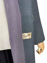 Load image into Gallery viewer, Original 1940's 1950's Slate Grey Double Breasted Textured Wool Princess Coat by Samtex Town - Bust 38 *