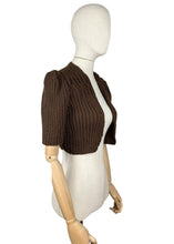 Load image into Gallery viewer, 1940's Reproduction Hand Knitted Bolero in Dark Brown Acrylic - B34 36 38 40