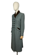 Load image into Gallery viewer, Original 1940's CC41 Brown and Blue Herringbone Wool Double Breasted Coat - Bust 36