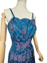 Load image into Gallery viewer, Stunning Original 1950's Sidney Smith Evening Dress in Blue, Pink and Green - Bust 36 *