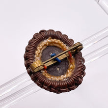 Load image into Gallery viewer, Original 1940's Brown and Cream Wartime Make Do and Mend Wire Brooch with Cameo Middle *