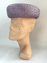 Load image into Gallery viewer, Original 1950's Lilac Straw Hat with Upturned Brim and Grosgrain Trim *