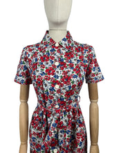 Load image into Gallery viewer, Original 1940's Deadstock Thick Cotton Belted Chore Dress in Red, White and Blue - Bust 34