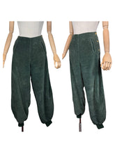 Load image into Gallery viewer, Original 1930's Kenilworth Sports-Togs Forest Greet Corduroy Ski or Skating Trousers with Side Buttons - Waist 30 32