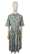 Load image into Gallery viewer, Vintage 1950's 1960's Lightweight Cotton Novelty Print Shirtwaister Dress in Purple, Blue and Green - Bust 36 *