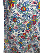 Load image into Gallery viewer, Original 1930's Crisp White Cotton Smock with Vibrant Floral Print in Blue, Green, Red and Yellow - Bust 34 36 38
