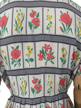 Load image into Gallery viewer, Wounded but Wearable Original Late 1940's or Early 1950's Floppy Cotton Floral Stripe Day Dress - Bust 36 *