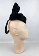 Load image into Gallery viewer, Original 1930's 1940's High Style Black Felt Topper Hat by New York Creations