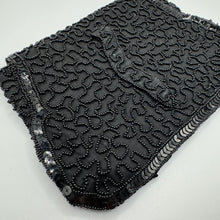 Load image into Gallery viewer, Original 1930's 1940's Black Beaded and Sequin Evening Purse - Sweet Little Bag *