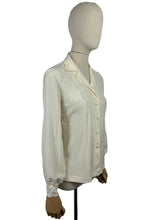 Load image into Gallery viewer, Pretty Vintage Pure Silk Long Sleeved Blouse with Silk Embroidery - Peony Brand - Bust 34