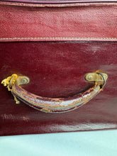 Load image into Gallery viewer, Original 1940's 1950's Burgundy Leather Travel Suitcase by Dinkie Luggage *