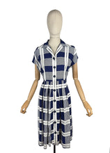 Load image into Gallery viewer, Original 1950's Peggy Page Navy and White Check Day Dress - Bust 36 37 *
