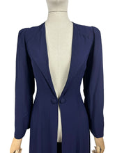 Load image into Gallery viewer, Original 1930’s Navy Blue Lightweight Crepe Edge to Edge Summer Coat - Bust 32 34