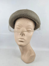 Load image into Gallery viewer, Original 1940's 1950's Mushroom Grey Felt Hat with Fine Net by Jacoll *