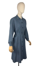 Load image into Gallery viewer, Original 1940’s 1950's Blue, Red, Pink and Green Plaid Cotton Long Sleeved Belted Chore Dress with Pockets - Bust 38