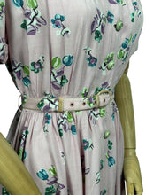 Load image into Gallery viewer, Original 1940's CC41 Pink, Green, Blue and White Floral Cotton Belted Day Dress - Bust 36