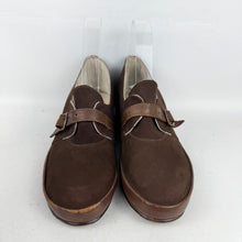 Load image into Gallery viewer, Original 1940's Deadstock CC41 Brown Suede and Leather Wedge Shoes - UK 4