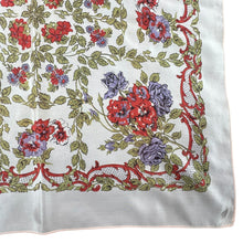 Load image into Gallery viewer, Original 1950's Pale Pink Rayon Scarf with Red, Purple and Green Floral Print - Great Headscarf