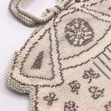 Load image into Gallery viewer, Original Czechoslovakian 1930's Ivory and Bronze Beaded Evening Bag - Charming Little Bag *
