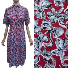 Load image into Gallery viewer, Original 1940's Novelty Print Day Dress with Bow Print in Red, Black and Grey - Bust 34