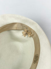 Load image into Gallery viewer, Original 1930's Ivory Felt Fedora Hat with Black Grosgrain Trim