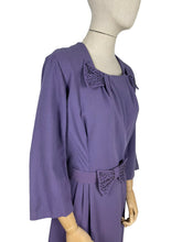 Load image into Gallery viewer, Original Volup 1950's Lavender Blue Beaded Wool Dress with Bow Belt - Bust 40 42 *