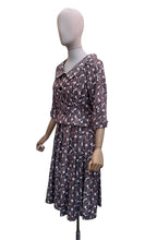 Load image into Gallery viewer, Original 1950's White and Brown Novelty Print Pine Cone Dress and Jacket Set - Bust 34