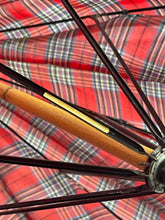 Load image into Gallery viewer, Original 1940's 1950's Red, Blue, Black and White Tartan Umbrella with Glorious Lucite Handle *