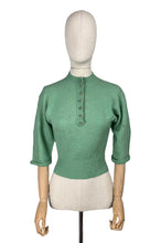 Load image into Gallery viewer, Original 1950's Green Wool Dolman Sleeve Jumper with Metal Buttons - Bust 32 34 *