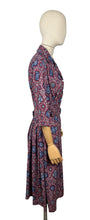 Load image into Gallery viewer, Original 1950's Volup Burgundy, Red, Blue and White Classic Cotton Belted Day Dress - Bust 40 42 *