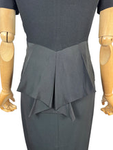 Load image into Gallery viewer, Original 1940's Bernice Holloway Black Crepe and Grosgrain Day Dress - Bust 34