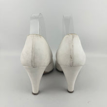 Load image into Gallery viewer, Original 1940's 1950's Dolcis Debutante de Luxe White Leather Peeptoe Heels - UK 5.5 6 *
