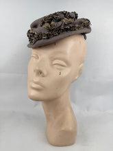 Load image into Gallery viewer, Original Early 1940's Grey Felt Topper Hat with Beading by Bernice Charles