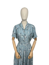 Load image into Gallery viewer, Original 1940's 1950's Floppy Cotton Day Dress in Grey Blue with Pretty Floral Print - As Is - Bust 38