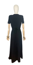 Load image into Gallery viewer, Original 1940’s Black Crepe Evening Dress with Lattice Work Front - Bust 32 34