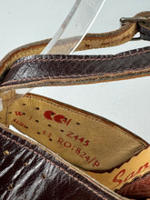 Load image into Gallery viewer, Original 1940's CC41 Dark Brown Leather Peep-toe Platform Sandals by Sandella - UK 3