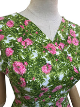 Load image into Gallery viewer, Original 1950's Green and Pink Floral Dress by Peggy Page - Bust 34